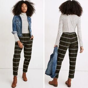New! Madewell Corduroy Pull-On Mid-Rise‎ Jogger Pants in Windowpane, size XS